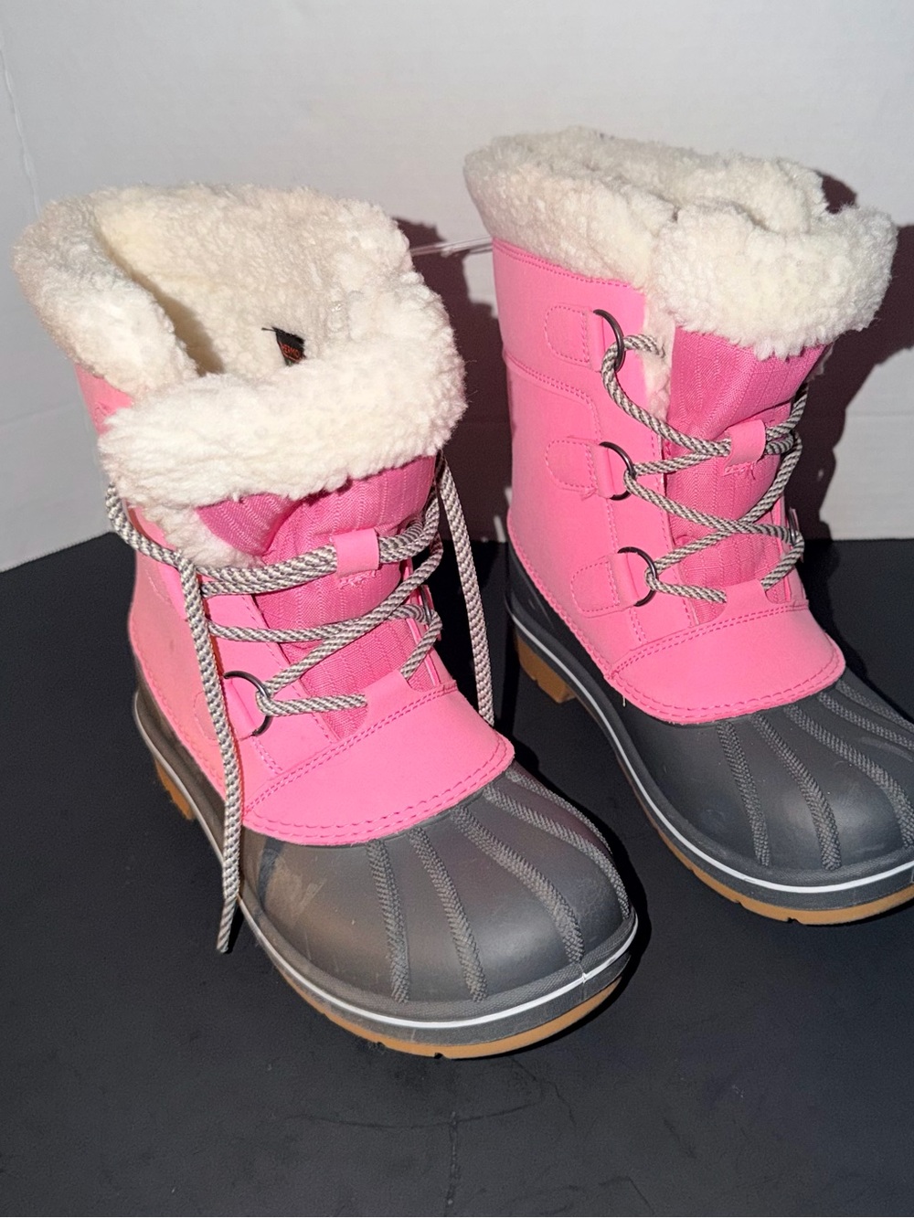 Cat & Jack Pink and Gray Girls' Insulated Snow Boots